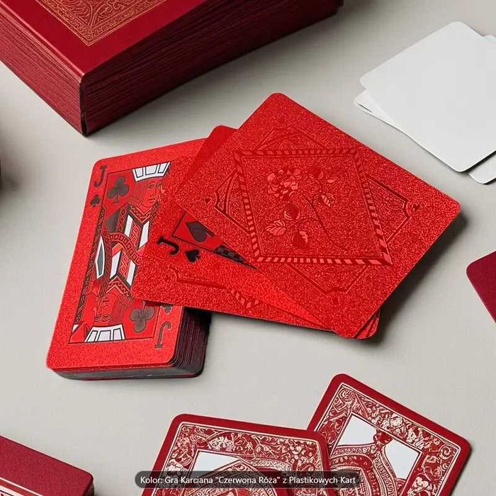 Talia kart - Karty do gry POKER z PCV  czerwone w połysku