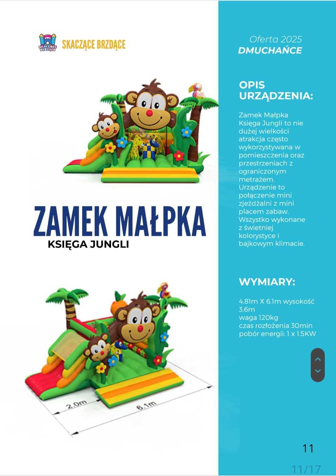 SKACZĄCE BRZDĄCE Dmuchana Zjeżdzalnia Plac zabaw, Tor przeszkód, zamki