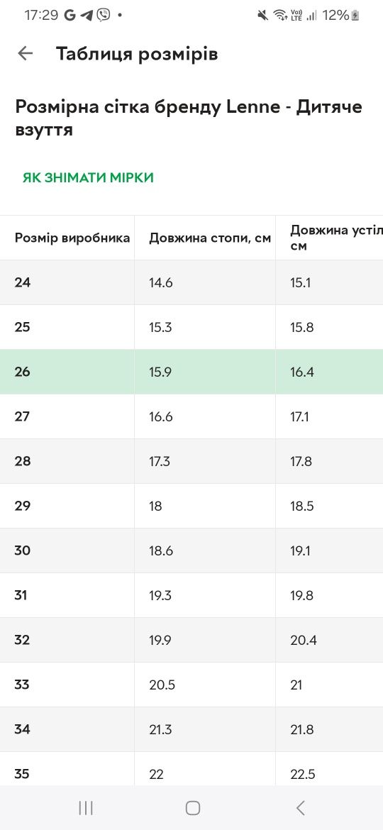 Чобітки зимові Lenne 26 розмір устілка 16,4см