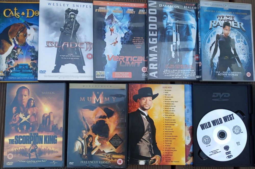 Filmy DVD kolekcja 18 tytułów. Anglojęzyczne, oryginalne, brytyjskie.