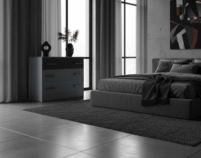 Комод «Вива» с 3 ящиками 90 см, шиншилла грей / серый графит