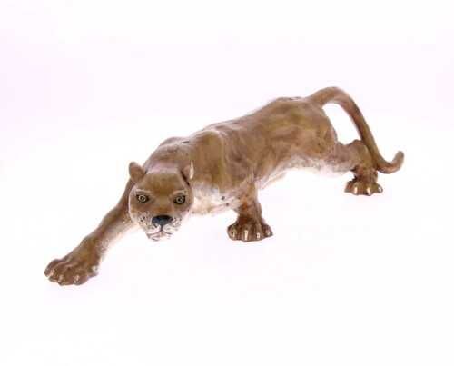 TIGRE, ESCULTURA - EM FERRO PINTADO . DIM: 40 CM