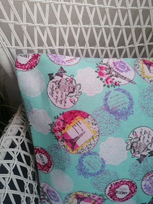 Miętowa romantic poszewka na poduszkę vintage retro flowers Nowa