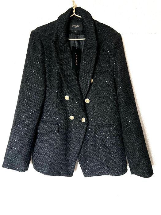 Чорний твідовий піджак Attentif paris