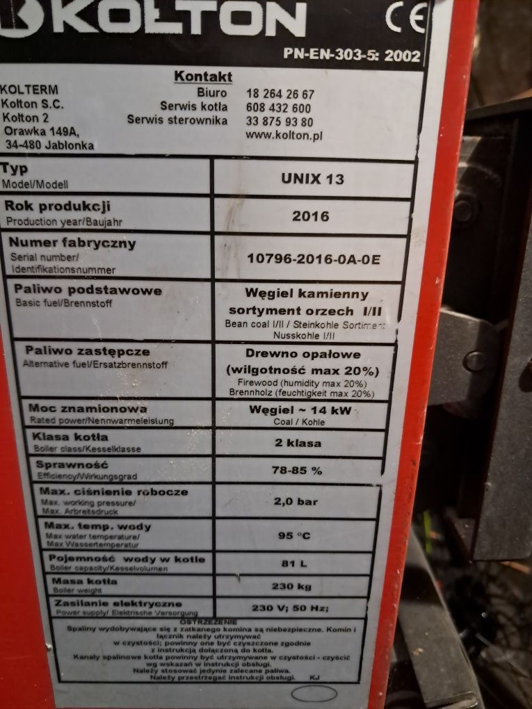 Piec Kołton na węgiel i drewno