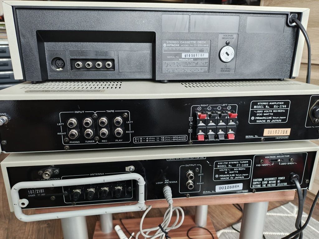 Wieża stereo Hitachi Vintage Japan Deck,Tuner,Wzmacniacz TOP