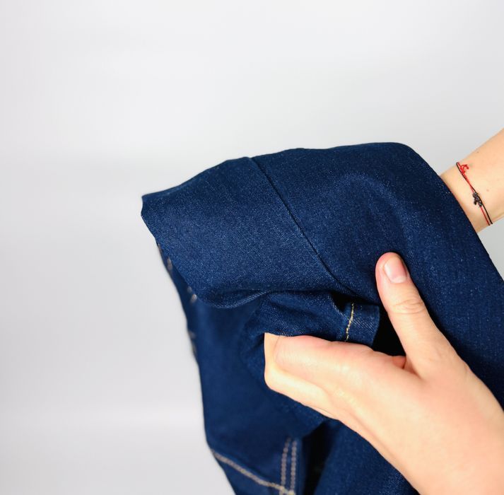 Granatowe jeansy 7/8 z wysokim stanem XL 42