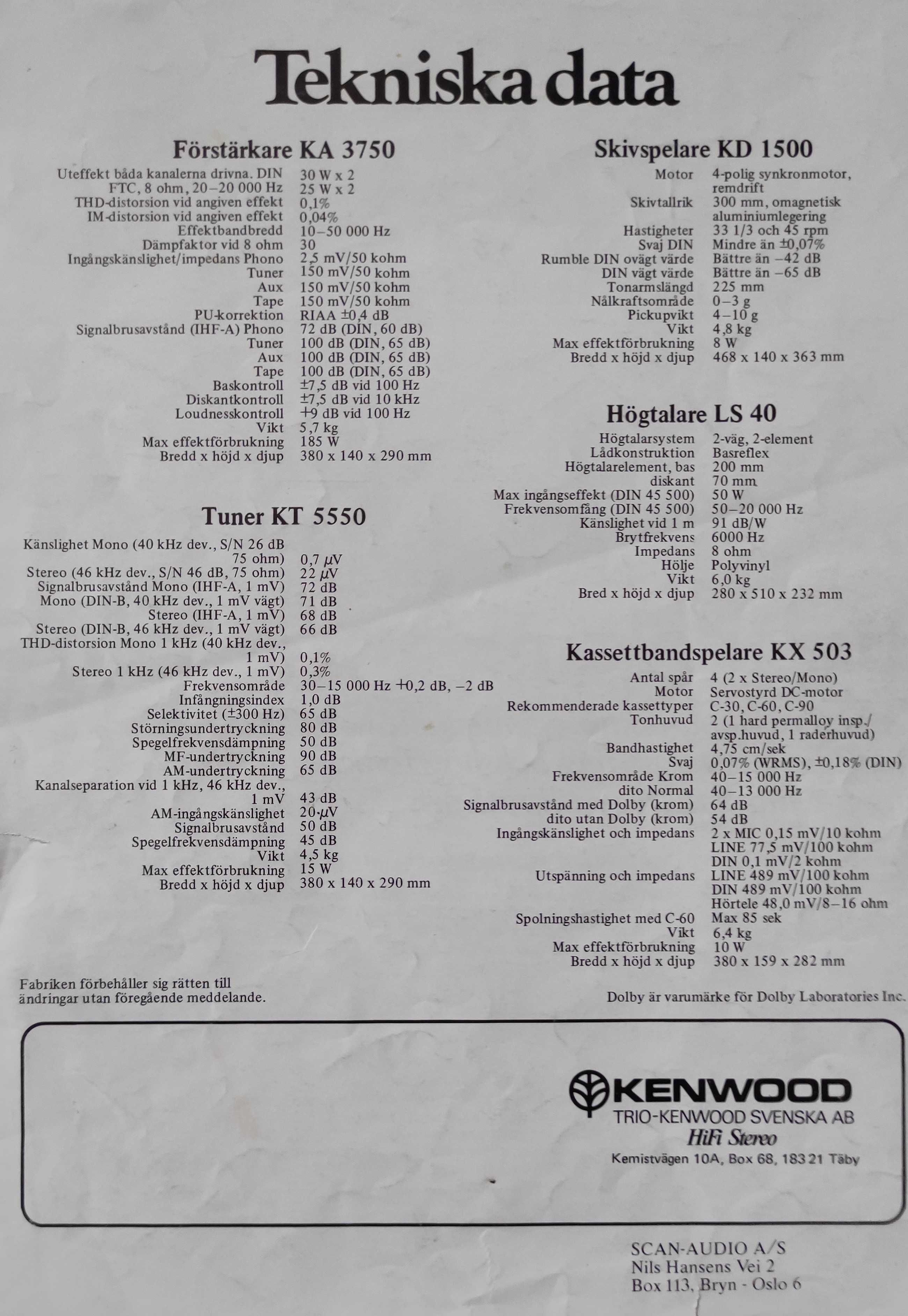 Kenwood - wieża z kolumnami