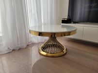 Ława Luxury Złota, glamour, okrągła, AKANT Meble