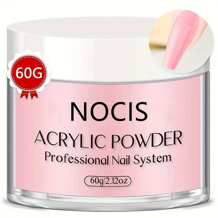NOCIS 60г рожевий акриловий порошок для нарощування нігтів