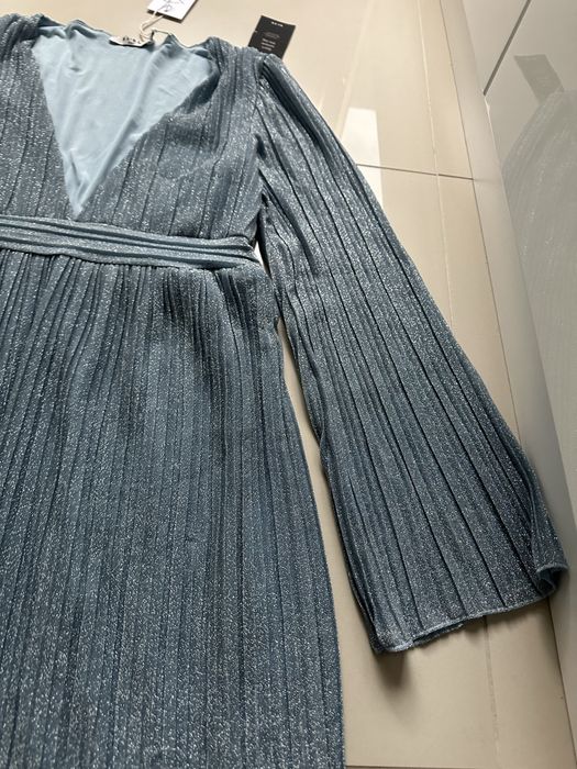 Sukienka NAKD maxi nowa z metką rozmiar L niebieska srebrna nitka