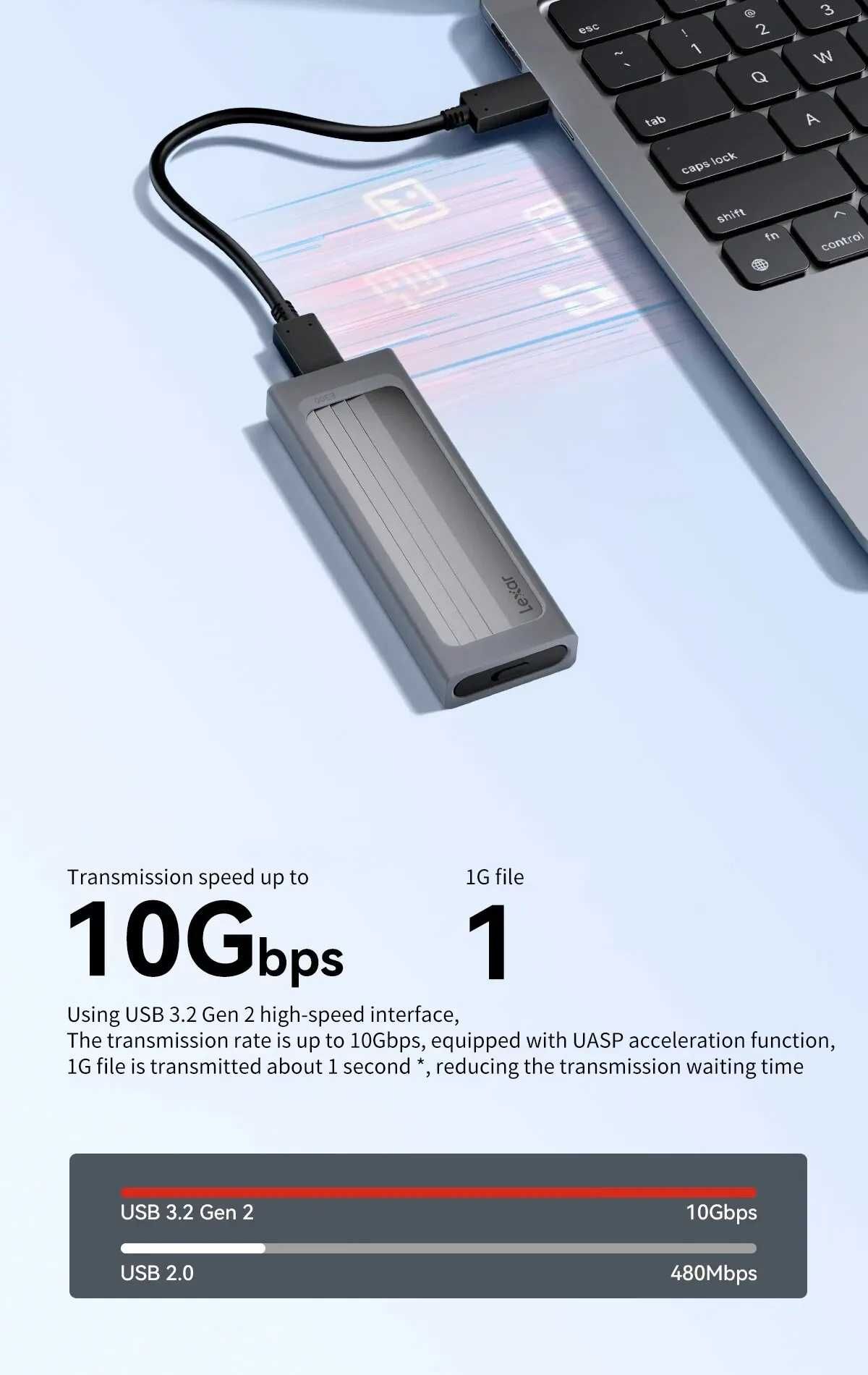 Внешний карман Lexar E300 M.2 NVMe PCIe SSD to USB 3.2 Gray адаптер