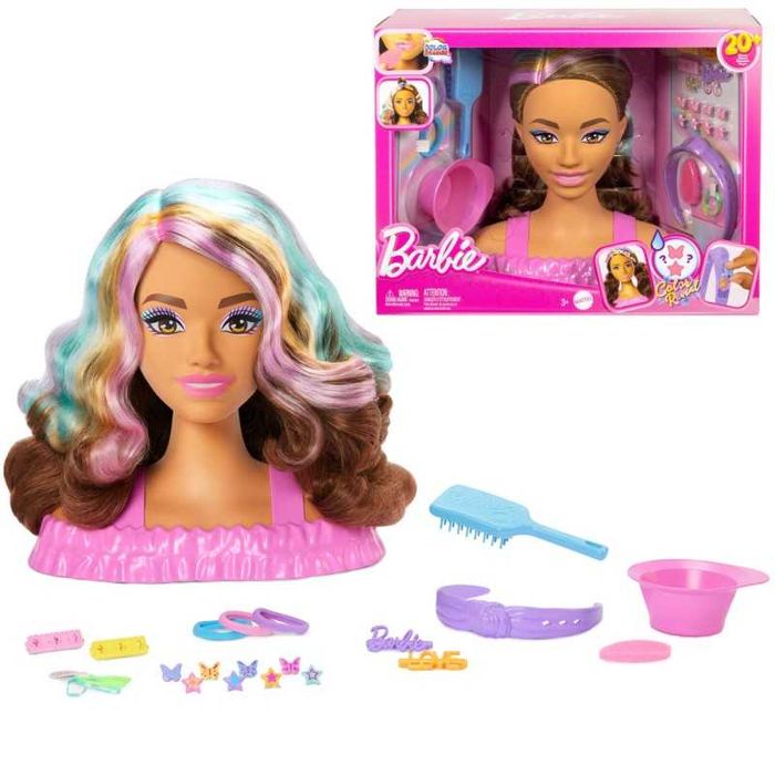 Barbie Głowa do stylizacji z brązowymi włosami 20 akcesoriów JFG82