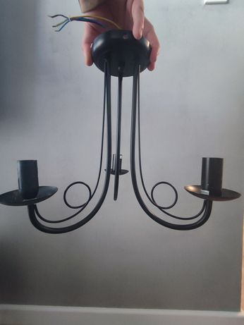 Lampa wisząca sufitowa czarna metalowa żyrandol
