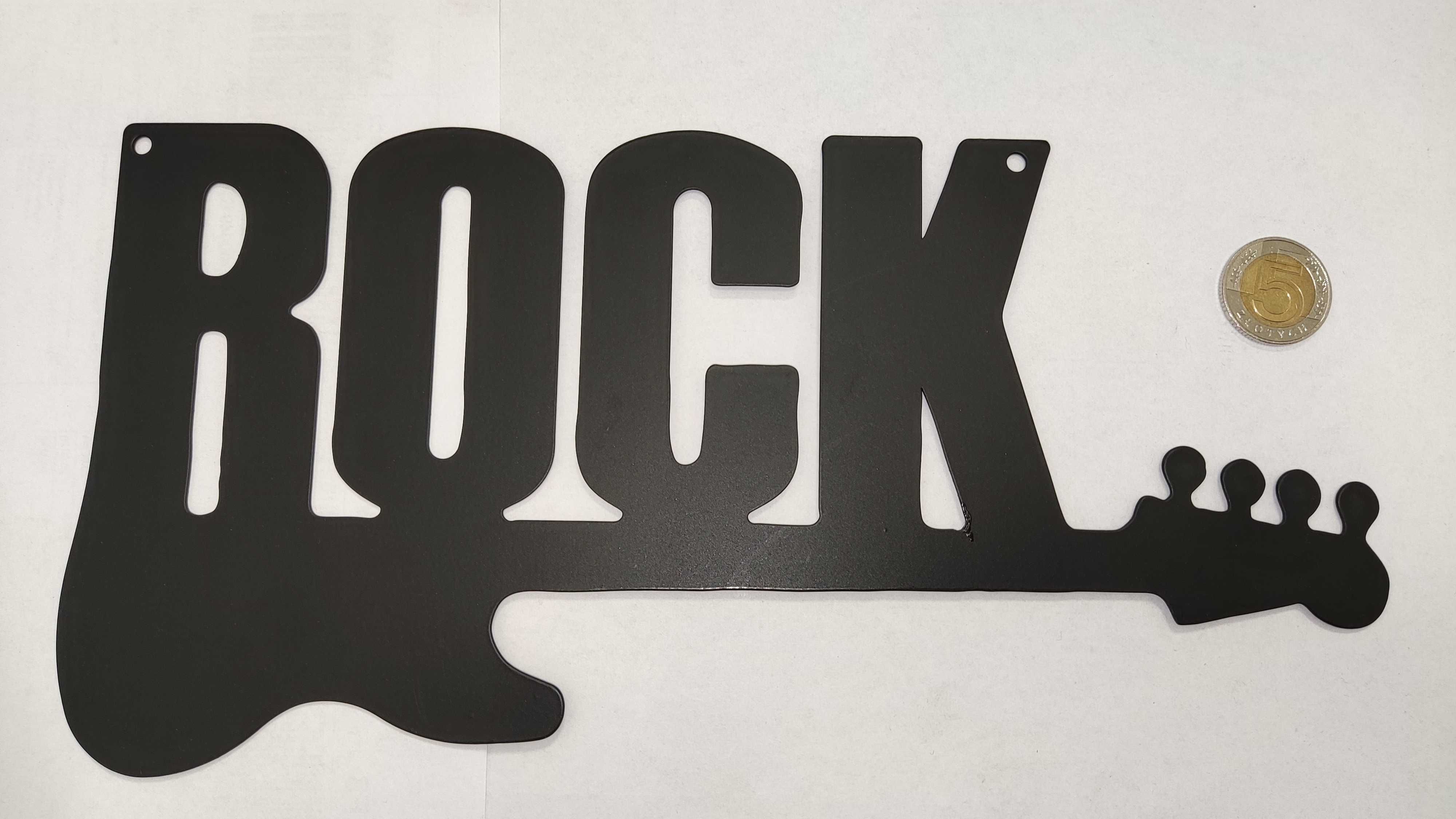 Dekoracja ścienna 3D: Gitara z napisem "Rock"