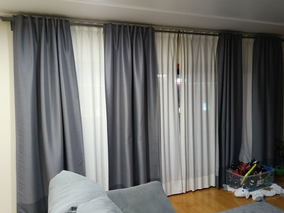Cortinados cinza opacos - óptimo estado