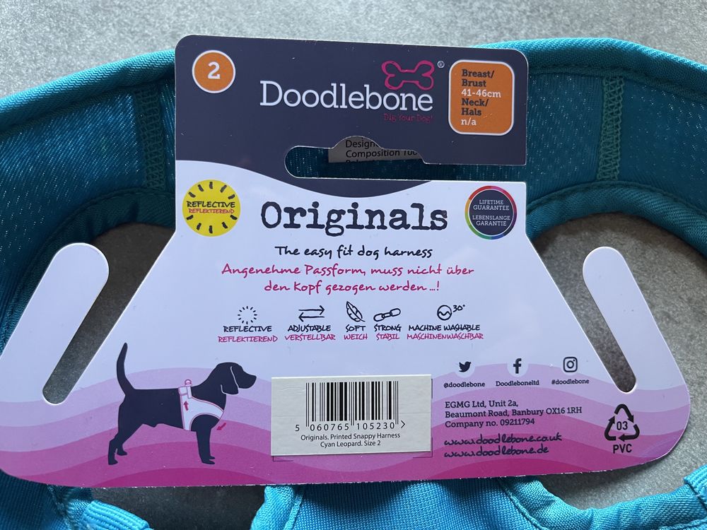 Szelki dla psa Doodlebone niebieskie w cętki rozmiar 2