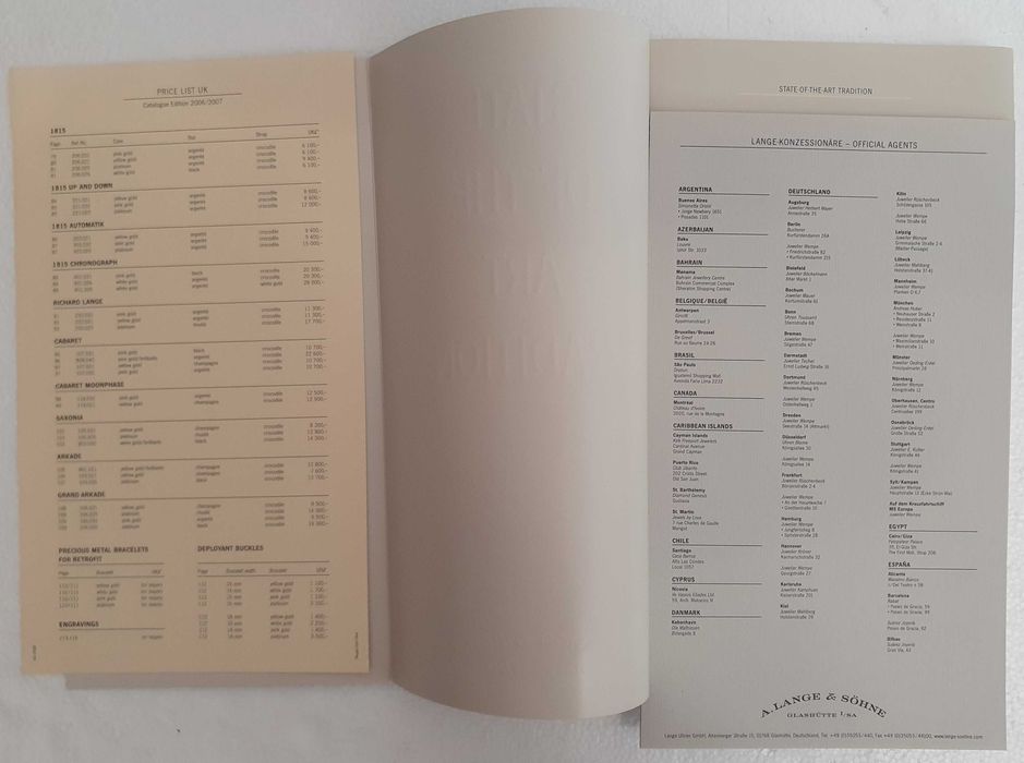 A. Lange&Sohne, State of the Art Tradition, Catálogo Relógios, 2006/07