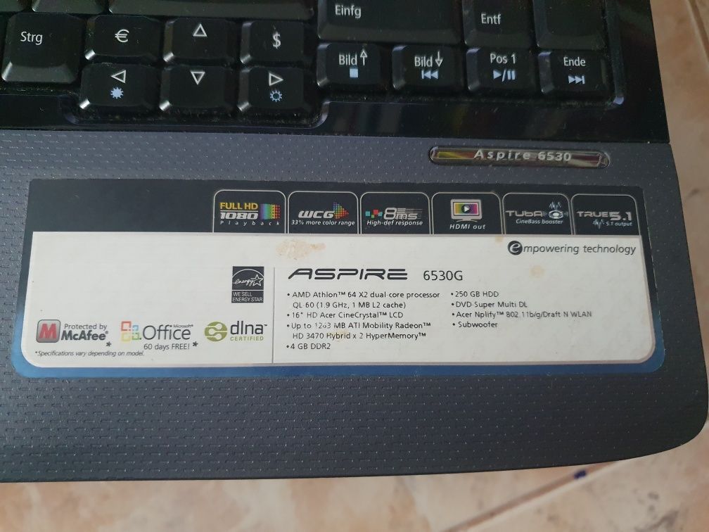 Computador  acer aspire 6530