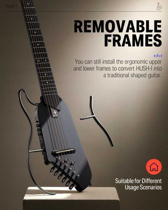 Donner Gitara elektroakustyczna - Donner HUSH-I - Klon Czarny