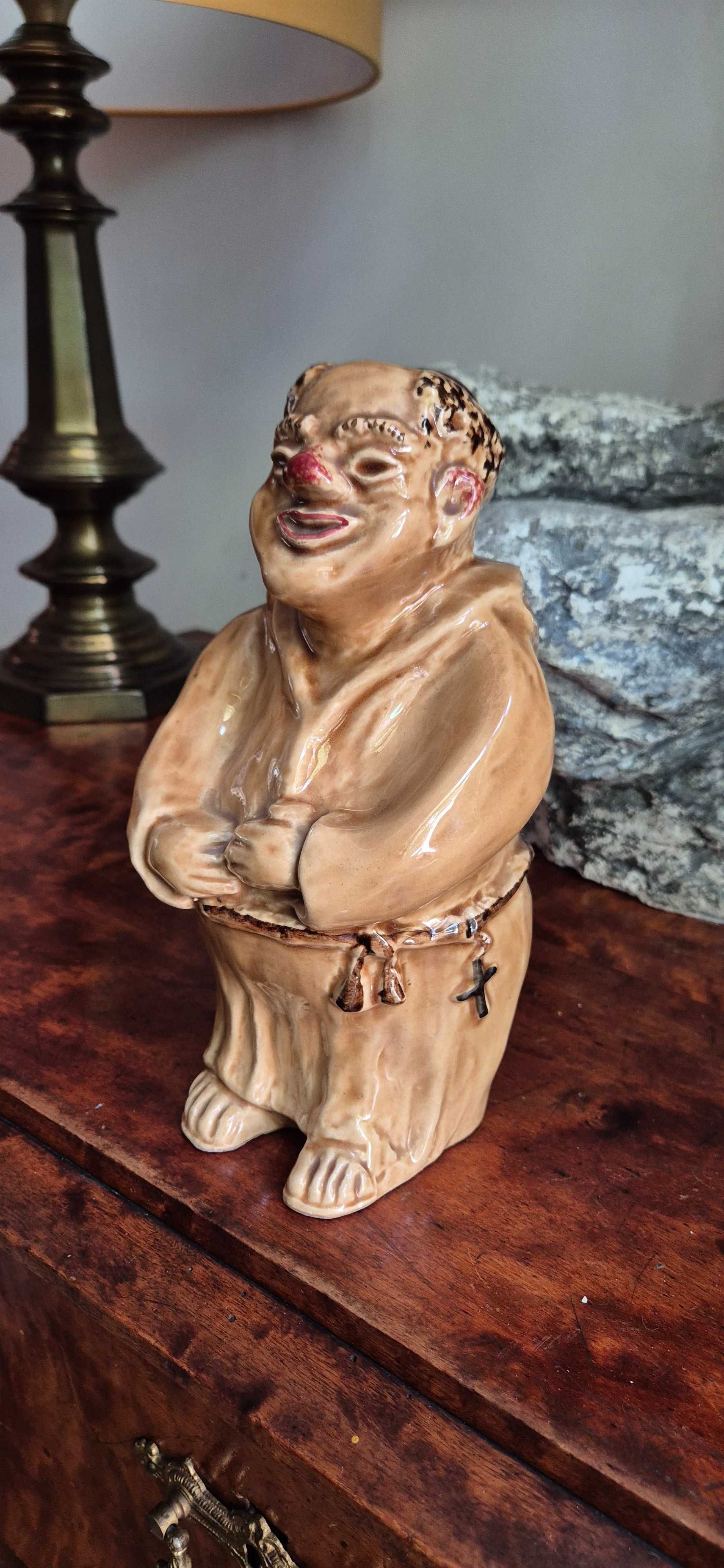Ceramiczna butelka karafka na brandy barbotine sygnowana Vercor dekor