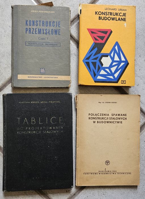 Zestaw 4 książki konstrukcje budowlane przemysłowe stalowe 1968