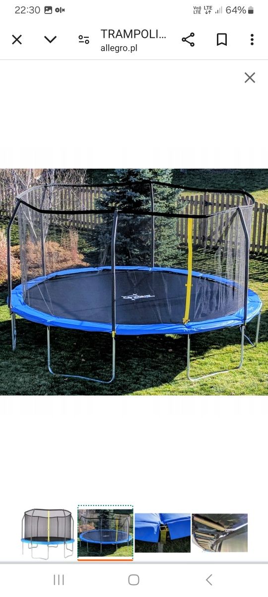 Trampolina 255cm  dla dzieci 150kg NOWA WYPRZEDAŻ z drabiną
