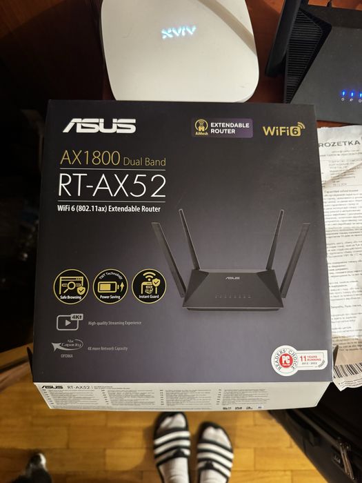Маршрутизатор ASUS RT-AX52 WiFi 6/ АX1800 / 1 Гбит/с