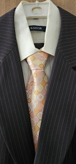 Garnitur Garanti,marynarka, spodnie,  koszula, krawat, r.M, wzrost 176