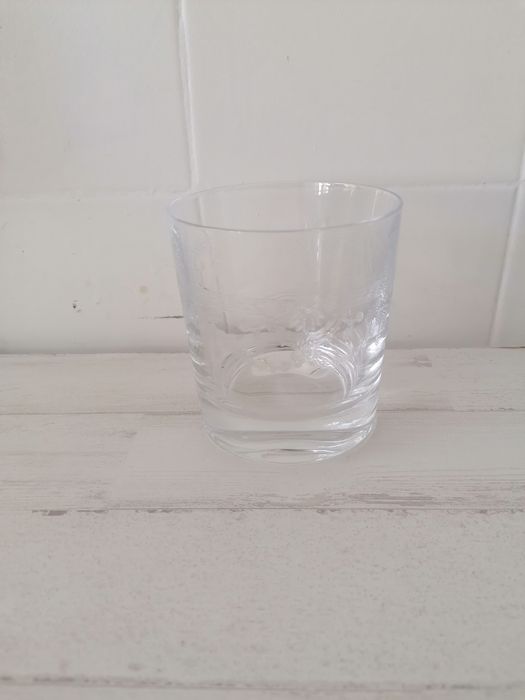 Conjunto 4 Copos Whisky em Vidro Trabalhado Base Grossa