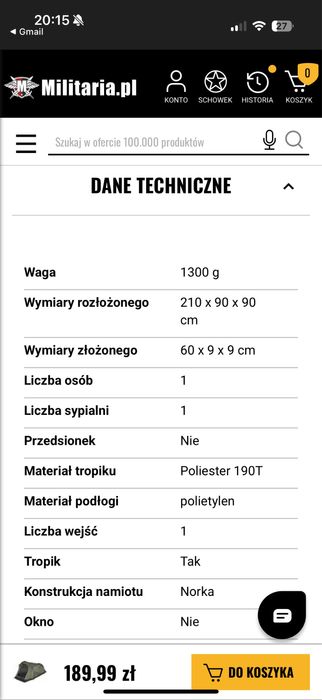 Namiot 1-osobowy norka MFH Schwarzenberg Olive