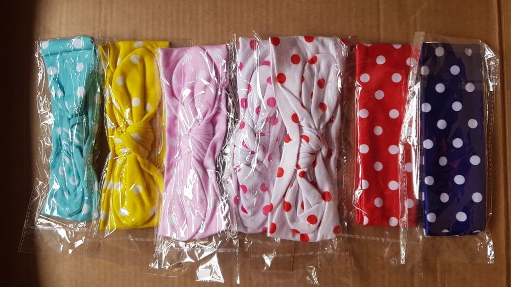 Fitas Cabelo Bebé/Bandanas Orelhas Coelho Bolinhas Menina