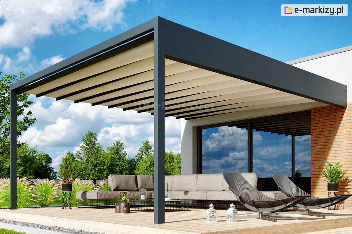 LUXURY - Wytrzymała Pergola Aluminiowa z Rozwijanym Dachem Tkaninowym