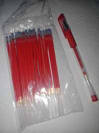 długopis żelowy czerwony + wkłady
