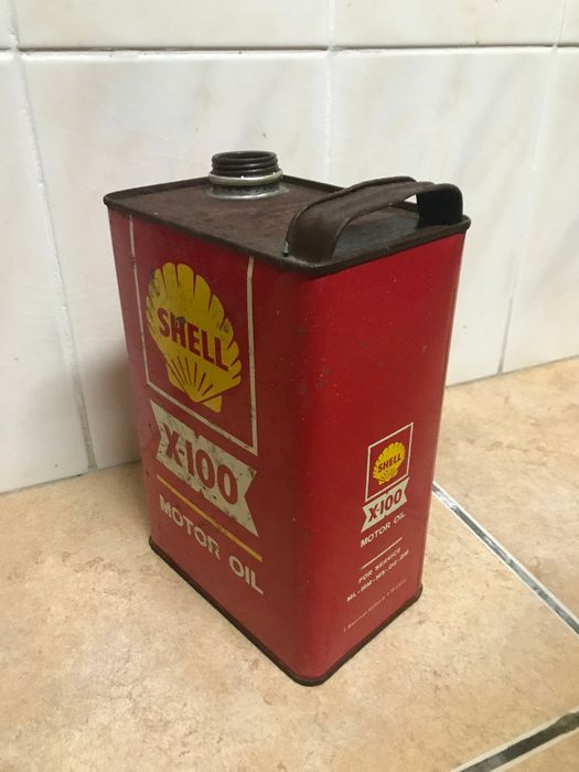 lata vintage de oleo shell x-100