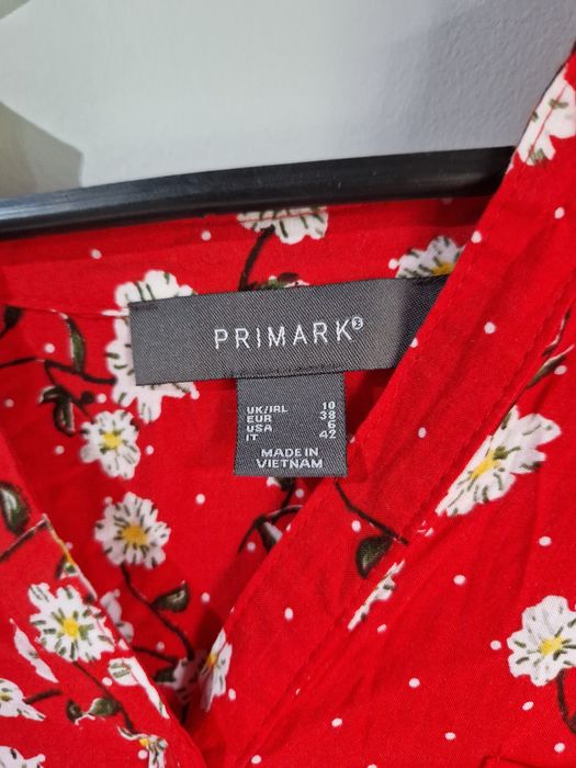 Koszula czerwona w kwiaty 3/4 rękaw 38 M.