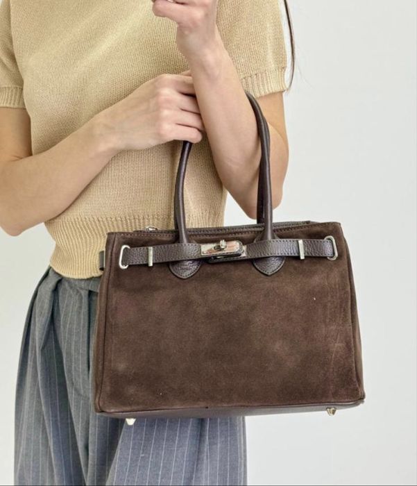 Сумка замшева шоколад бордо чорна Замшевая сумка коричневая Италия