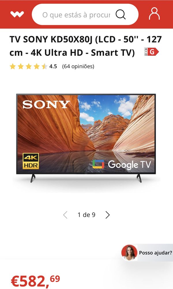 Tv Sony 50” Ecrã Partida