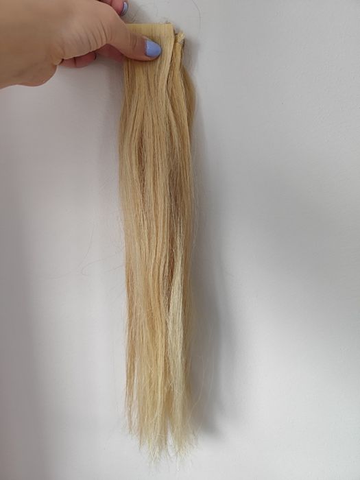 Naturalne włosy doczepiane jasny blond
