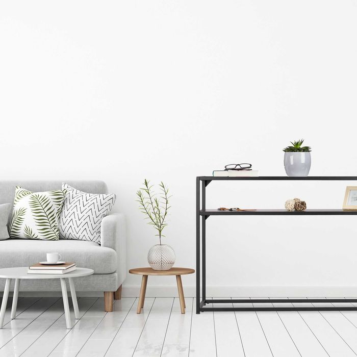 Stolik konsolowy ze szklanym blatem czarny Relaxdays