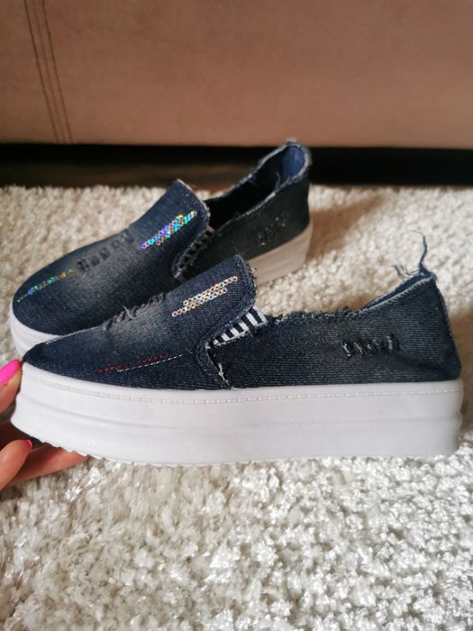 Trampki tenisówki jeansowe z cekinami 35