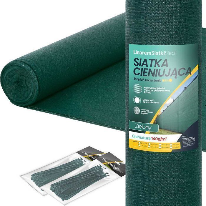 Siatka Cieniująca Osłonowa 90% 1,5x50m UV na Płot Ogrodzenie 140 g/m2