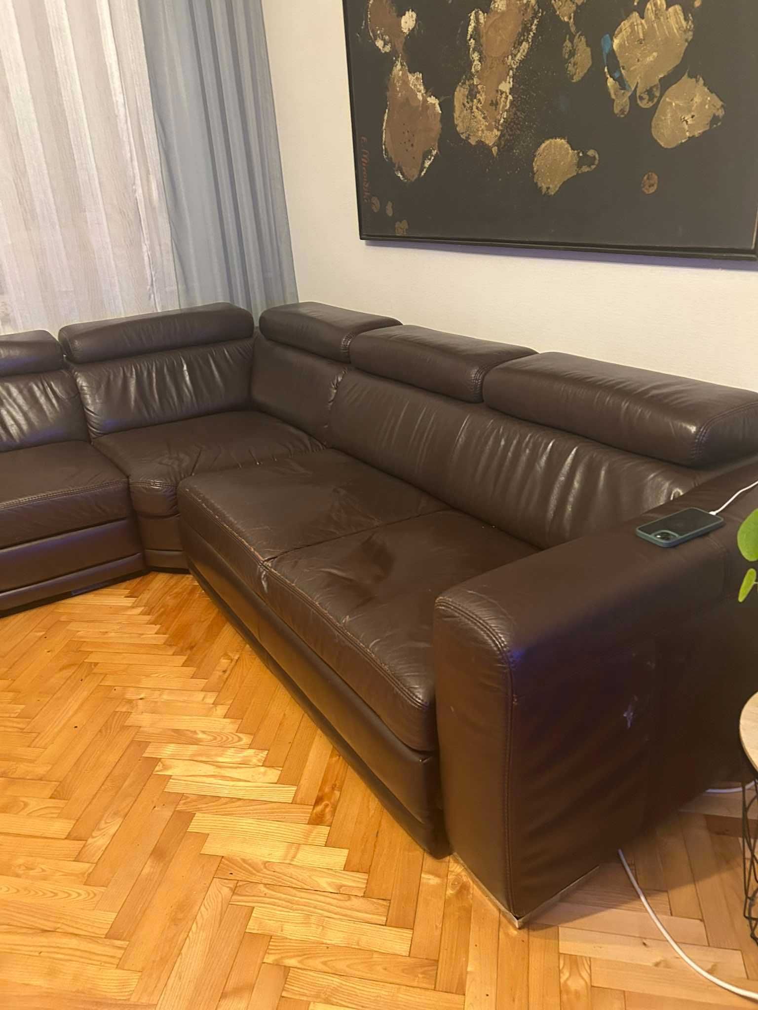 Narożnik wypoczynkowy skórzany z funkcją spania