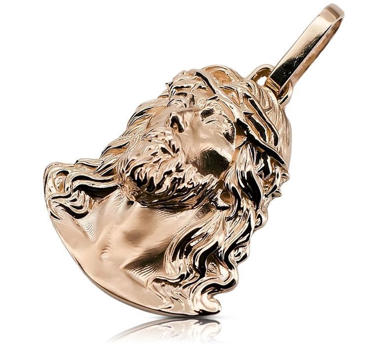 Zawieszka ikona Jezusa z czerwonego 14k różowego złoto pj004r 20mm G