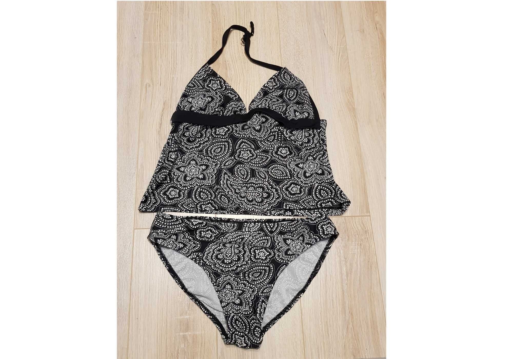 Strój kąpielowy Isaac Mizrahi tankini czarny biały M/L/38/40