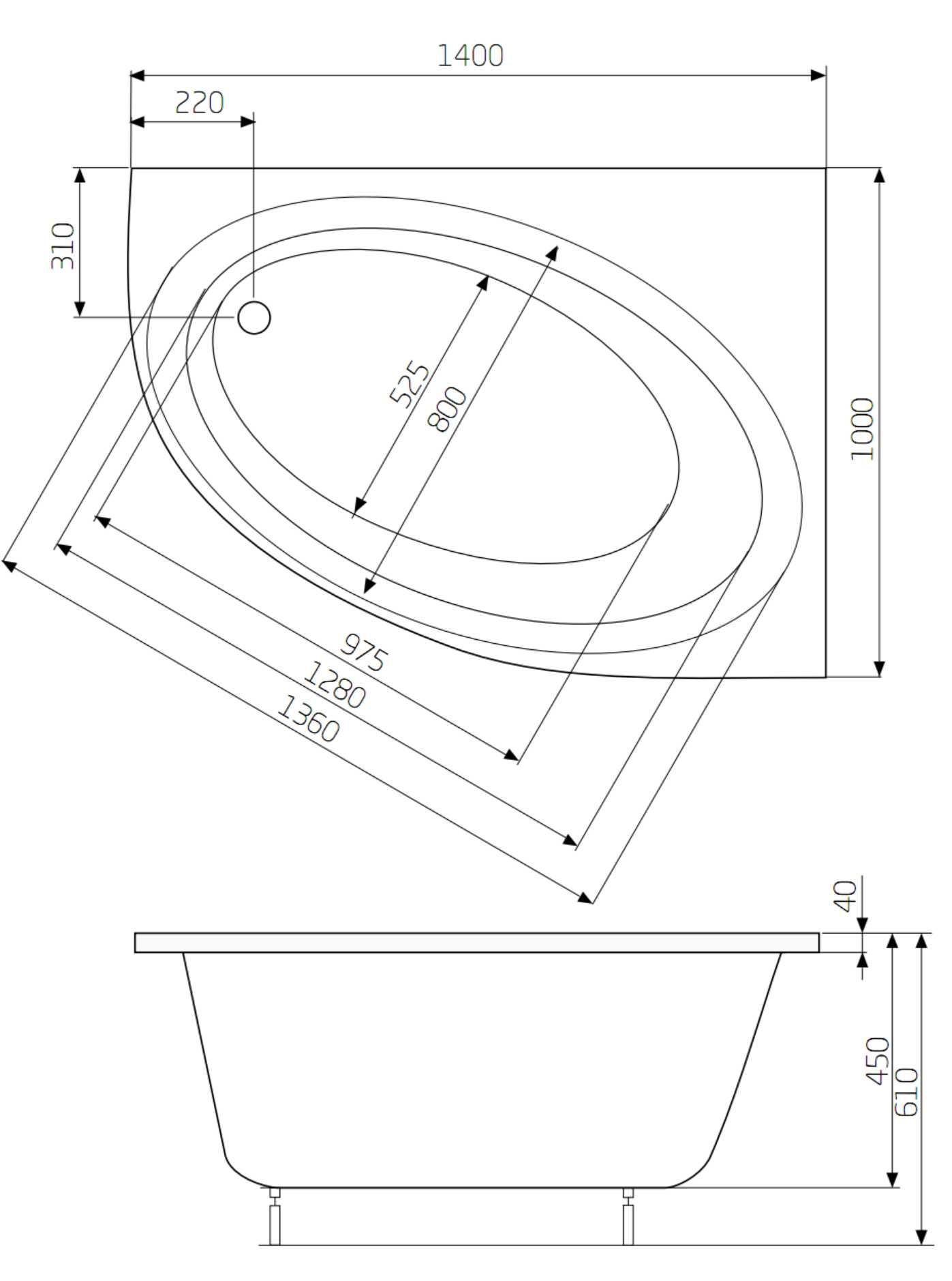 NOWA Wanna Roca Orbita 140x100 Owalna Narożna Prawa Akrylowa +Nogi