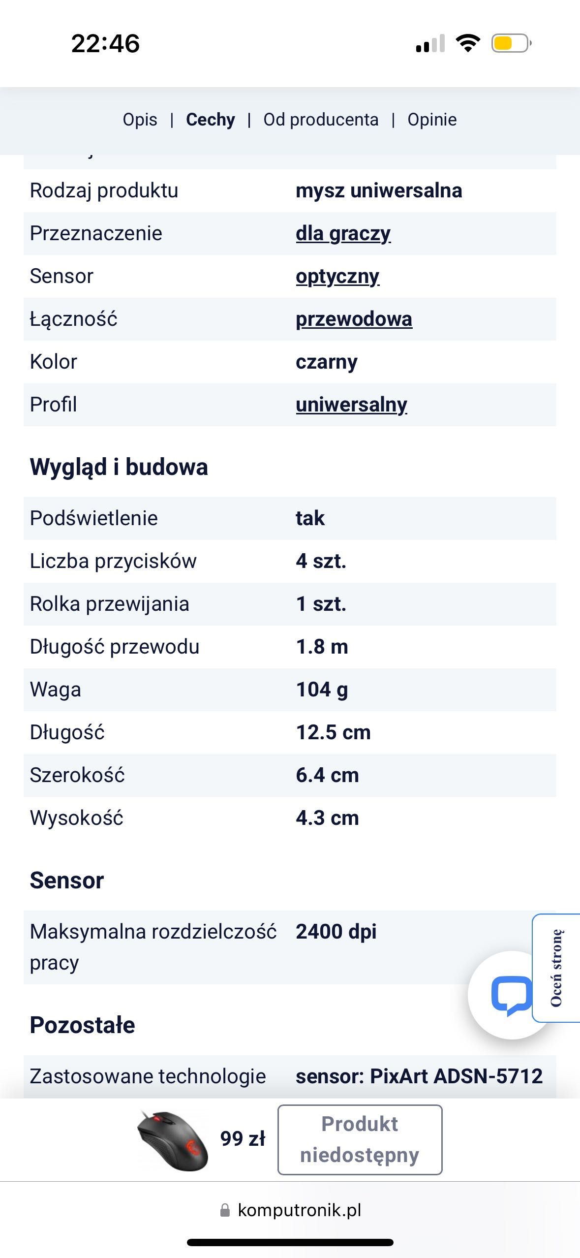 Mysz komputerowa gamingowa MSI Clutch GM10