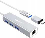 Rozgałęziacz adapter USB LAN, adapter Ethernet USB, 3 porty USB 3.0