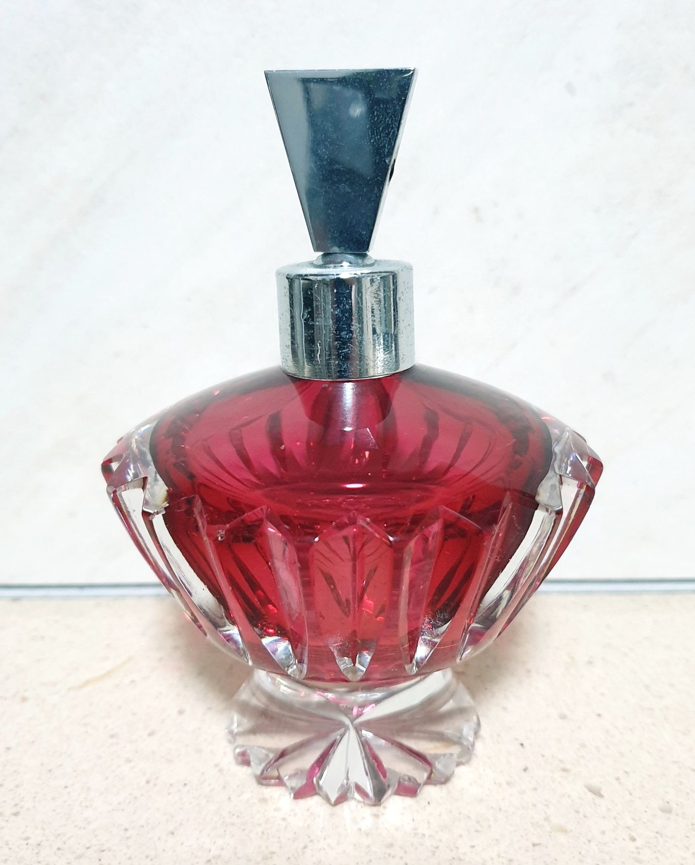 Frasco de perfume vintage em vidro bicolor