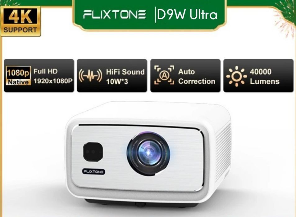 Проектор игровой FlixTone D9W Ultra 3000ANSI смарт кинотеатр ТВ экран
